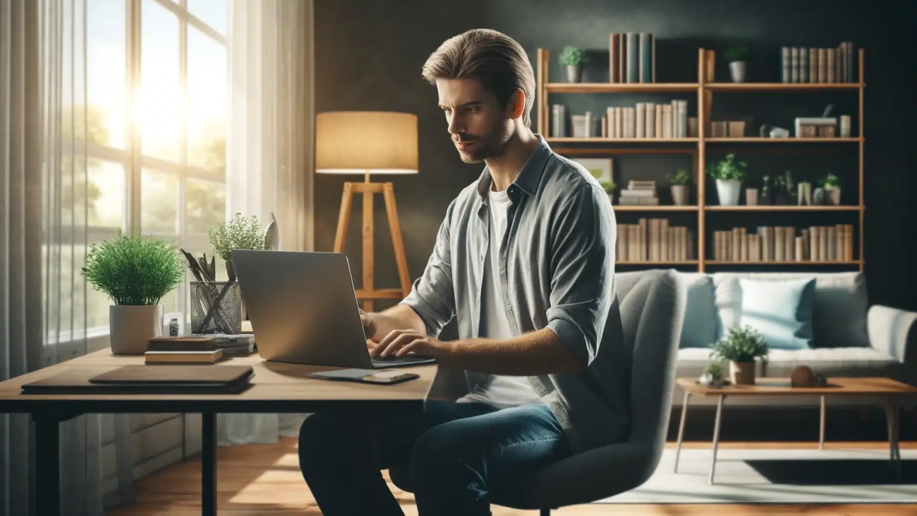 Side Hustles for Introverts featuring a picture of a introvert working on a computer